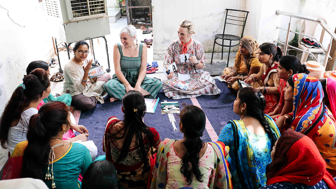Maggie and Colleen Clines spending time with Anchal artisans in Ajmer