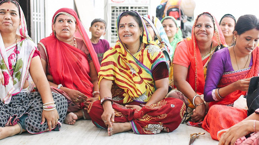 A group of Anchal's artisans gathered at a workshop on becoming strong leaders