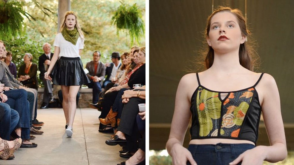 Two models pictured wearing pieces from the Anchal X Urban Renewal collection