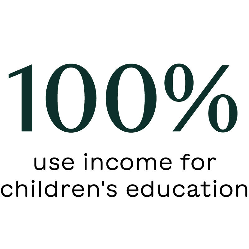 text reading 100% use income for children's education
