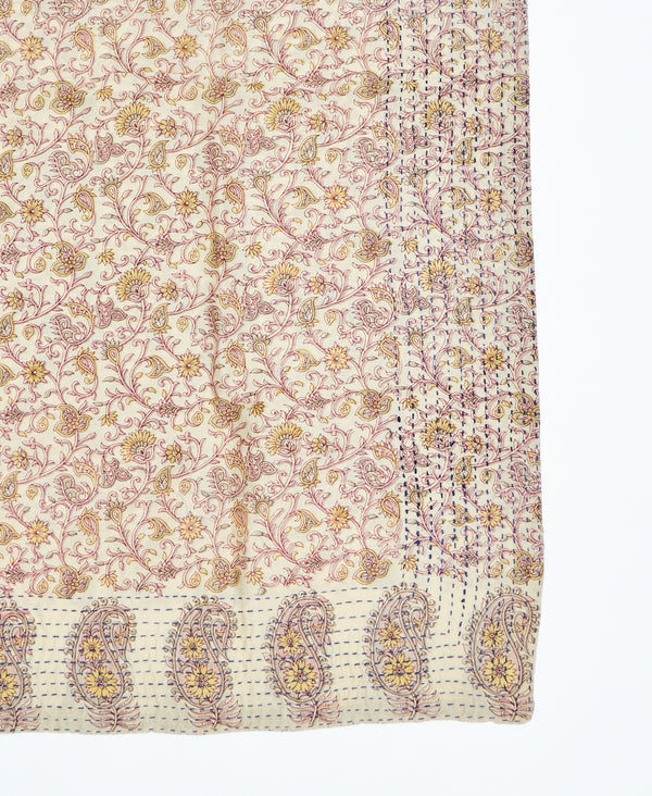 fair trade floral square scarf handmade by women artisans using 2 layers of upcycled vintage cotton saris