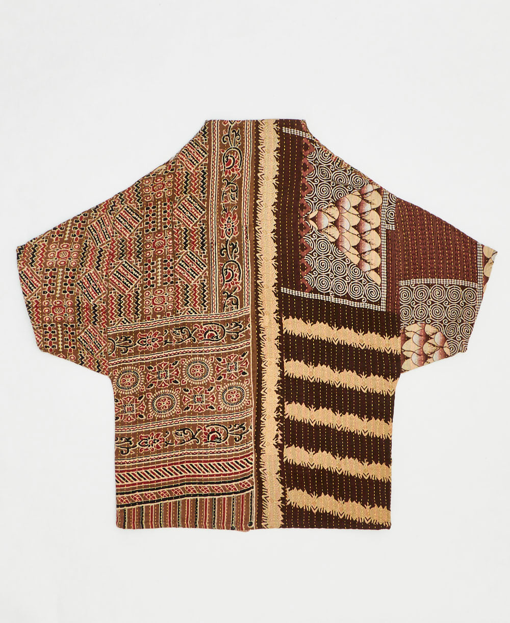 one-of-a-kind cocoon quilted jacket made from upcycled vintage cotton saris