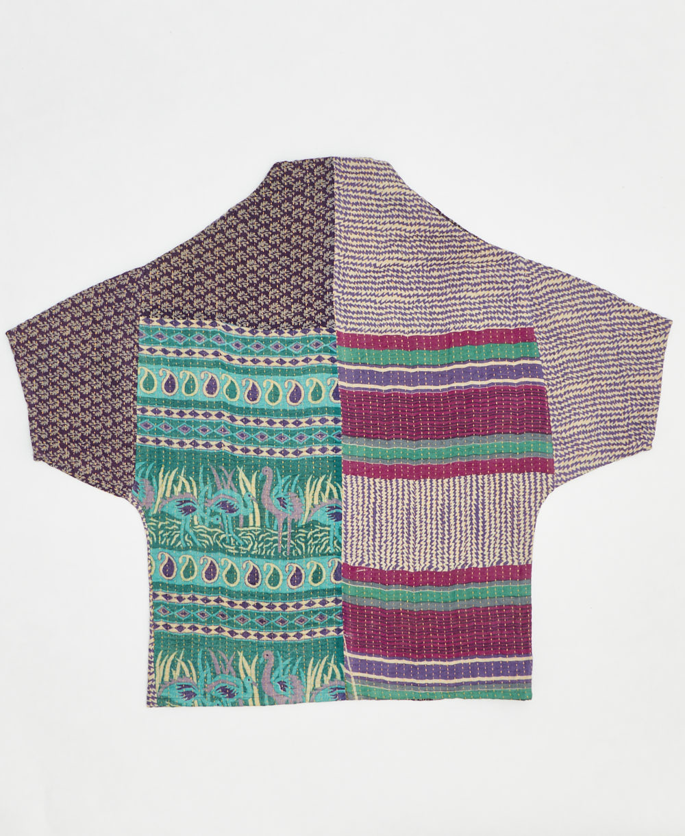one-of-a-kind cocoon quilted jacket made from upcycled vintage cotton saris