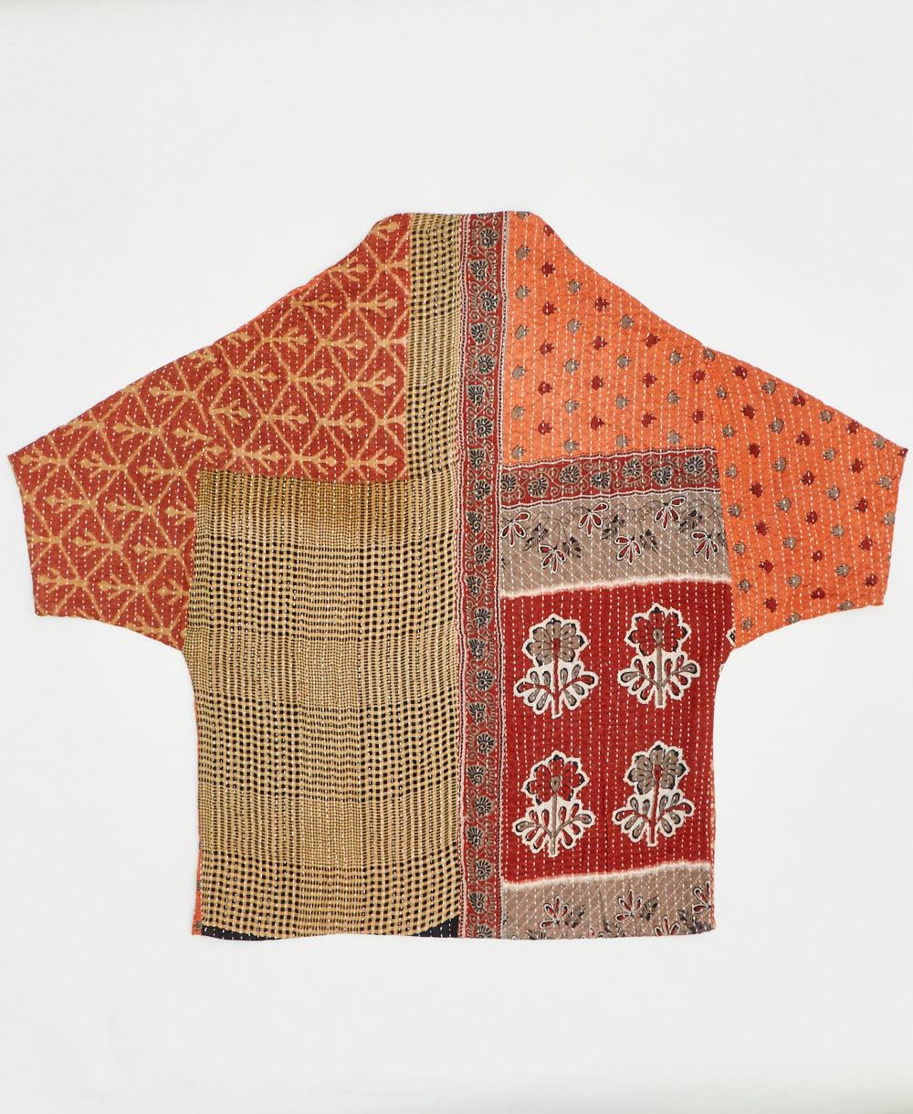 one-of-a-kind cocoon quilted jacket made from upcycled vintage cotton saris