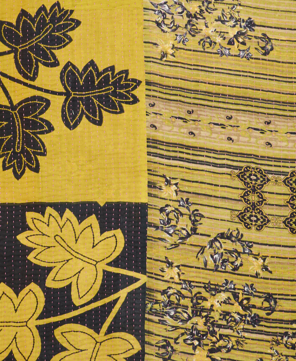 Kantha quilt throw made of recycled vintage saris