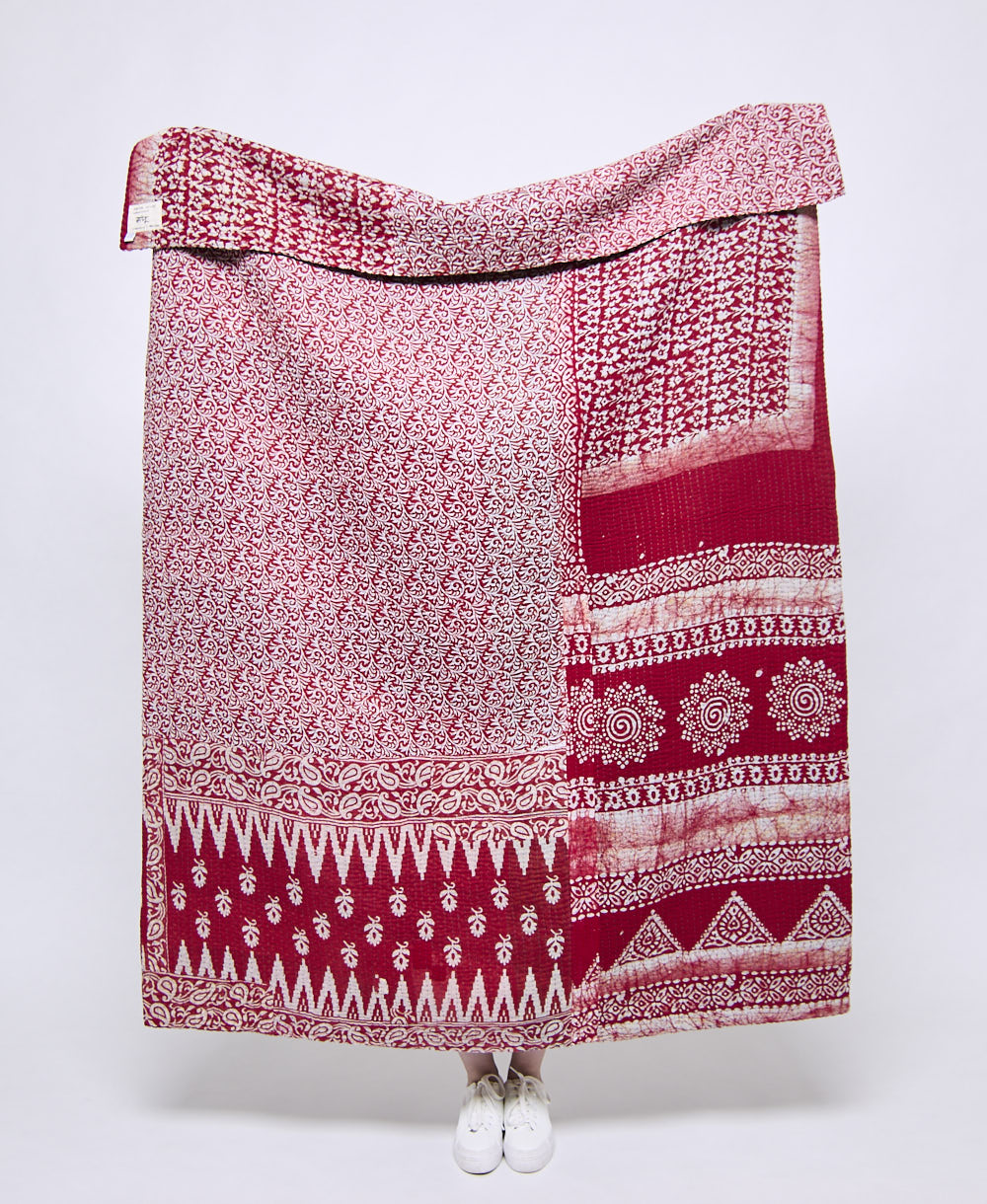 Artisan made kantha quilt throw