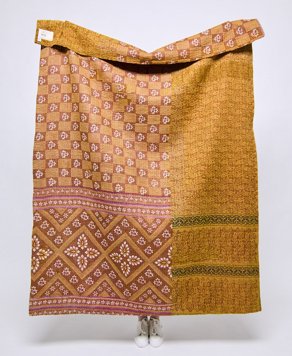 Artisan made kantha quilt throw