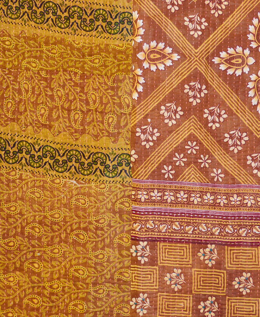 Kantha quilt throw made of recycled vintage saris