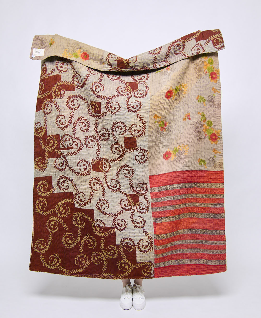 Artisan made kantha quilt throw