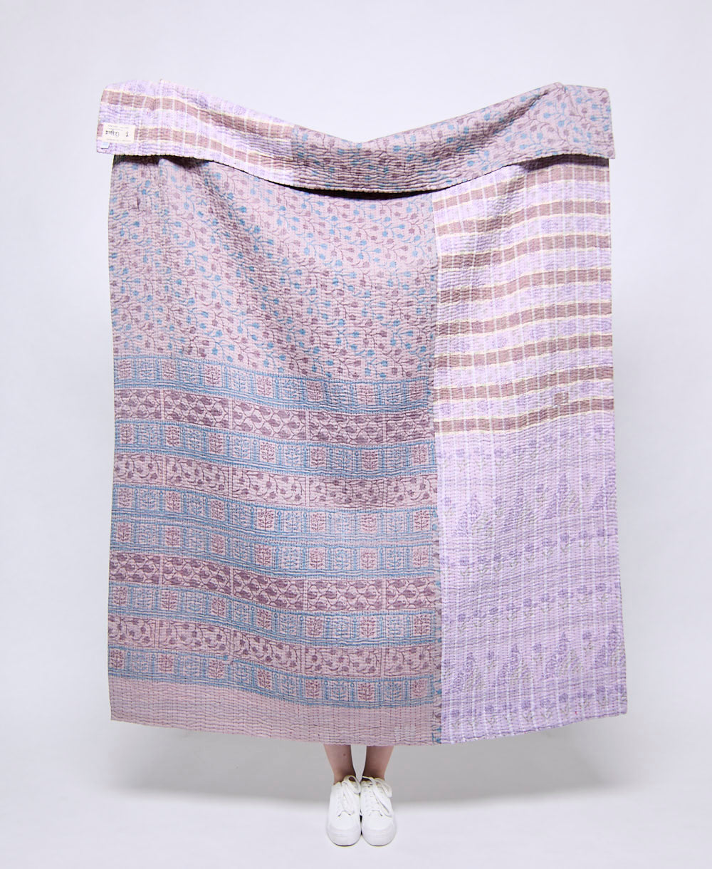 Artisan made kantha quilt throw