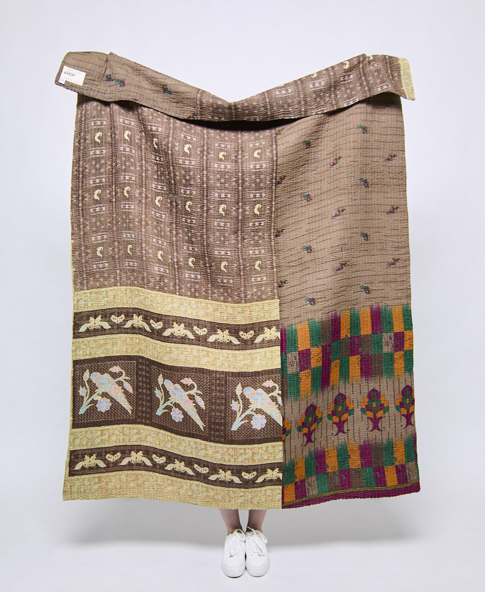 Artisan made kantha quilt throw