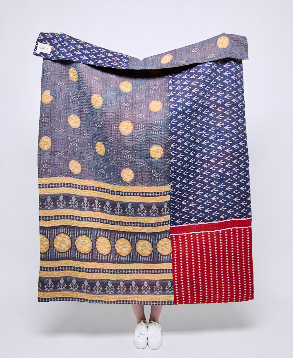 Artisan made kantha quilt throw