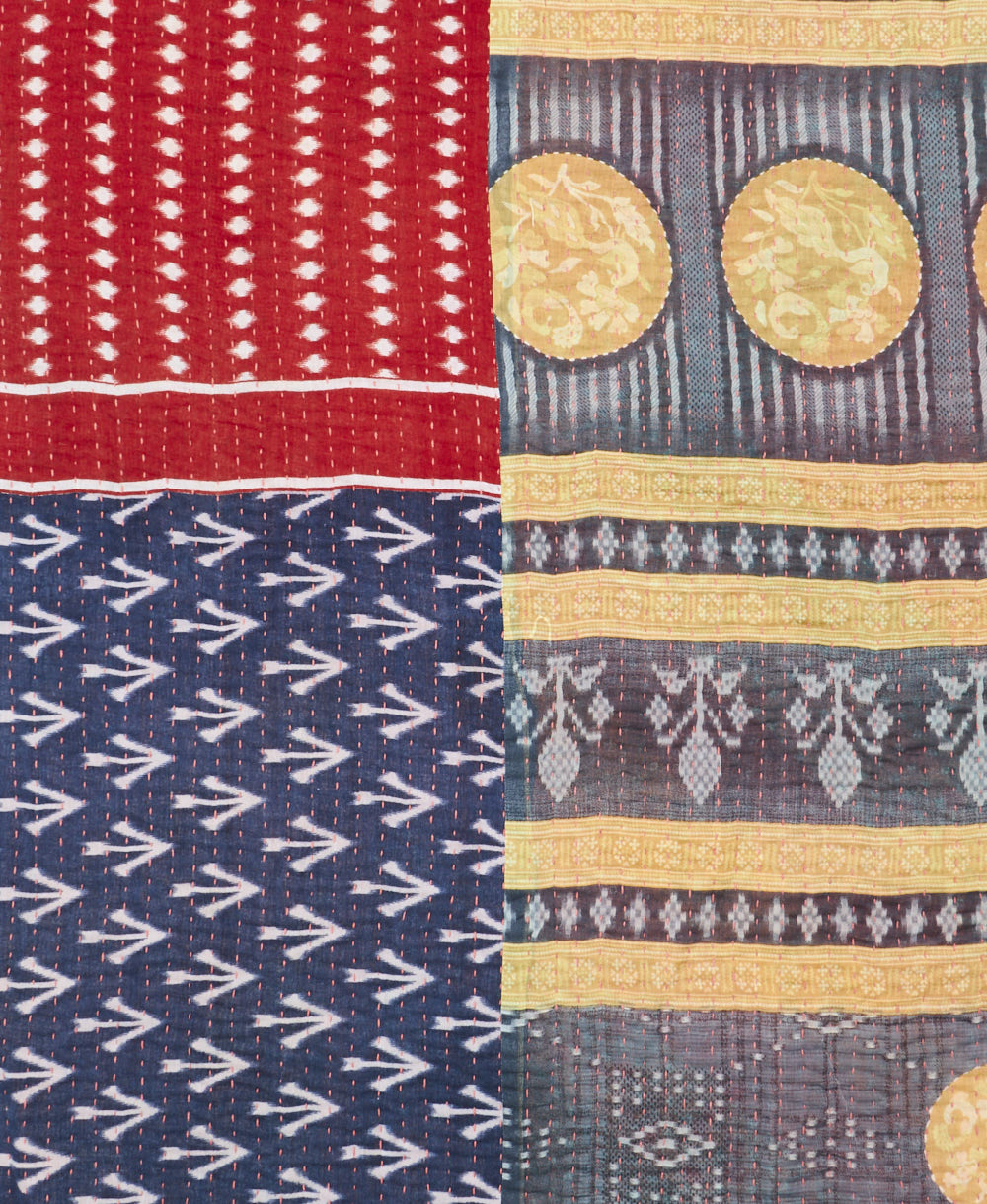 Kantha quilt throw made of recycled vintage saris