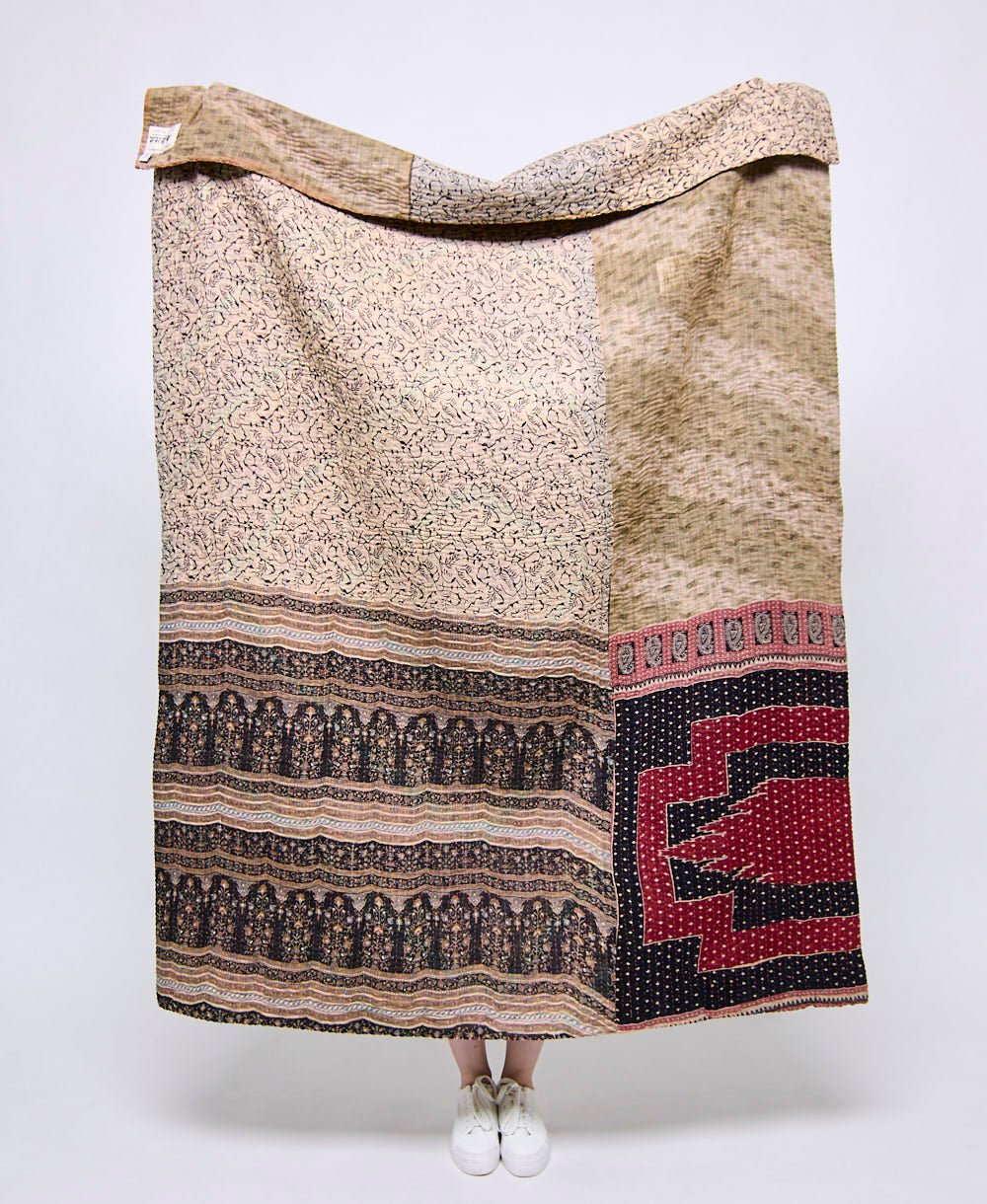 Artisan made kantha quilt throw