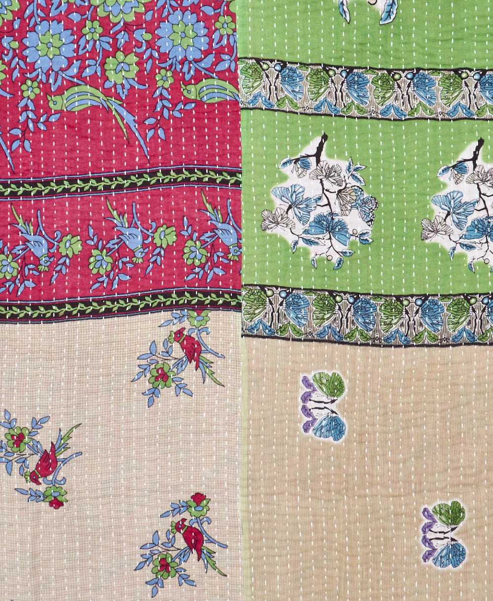 Kantha quilt throw made of recycled vintage saris