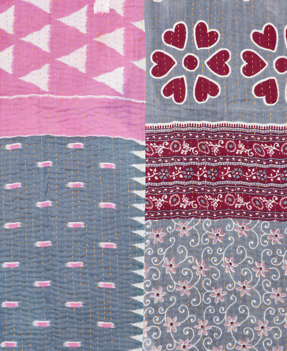 Kantha quilt throw made of recycled vintage saris