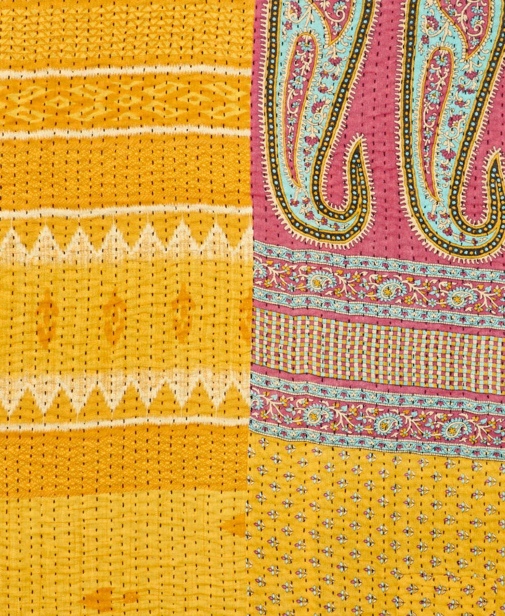 Kantha quilt throw made of recycled vintage saris