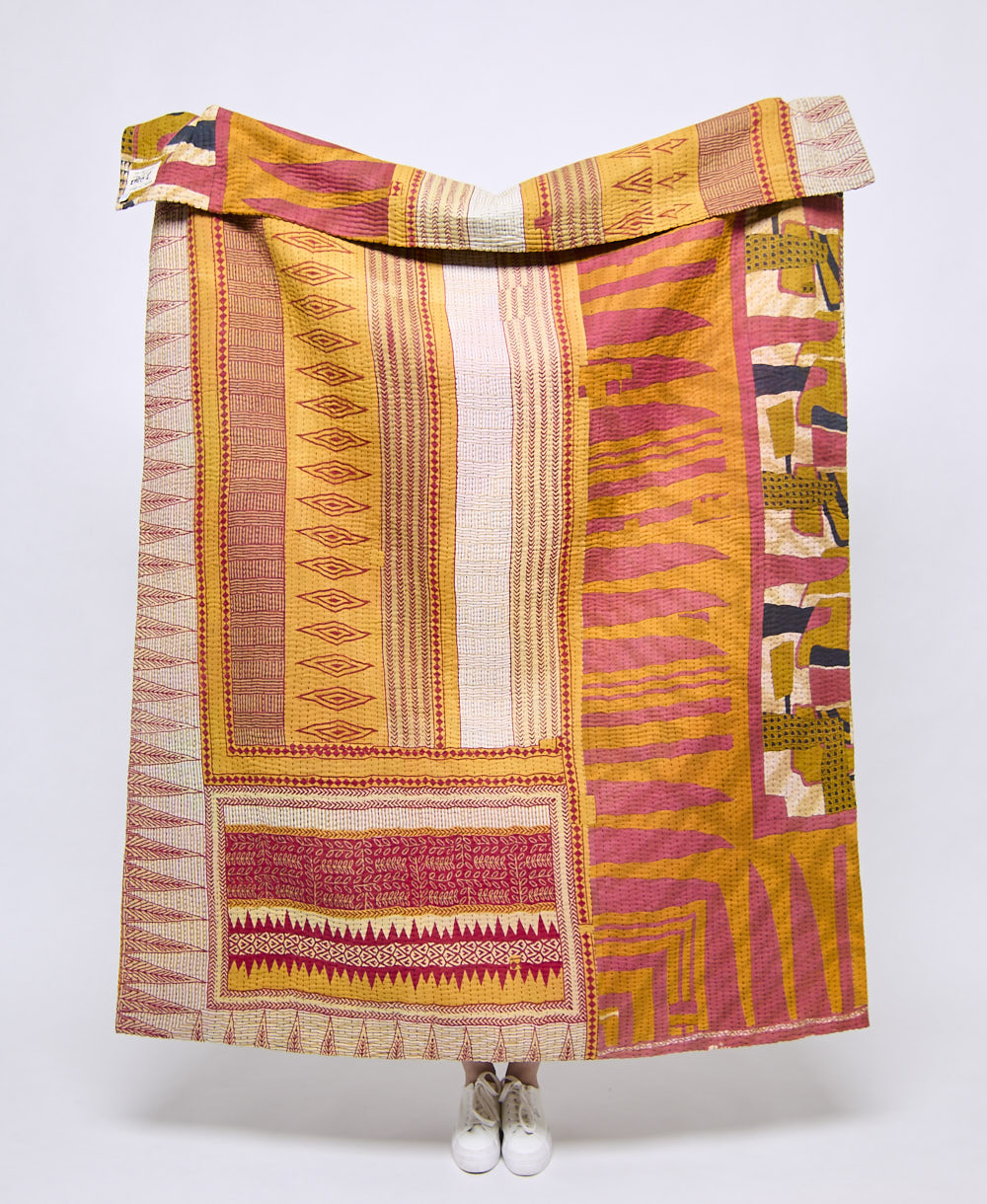 Artisan made kantha quilt throw