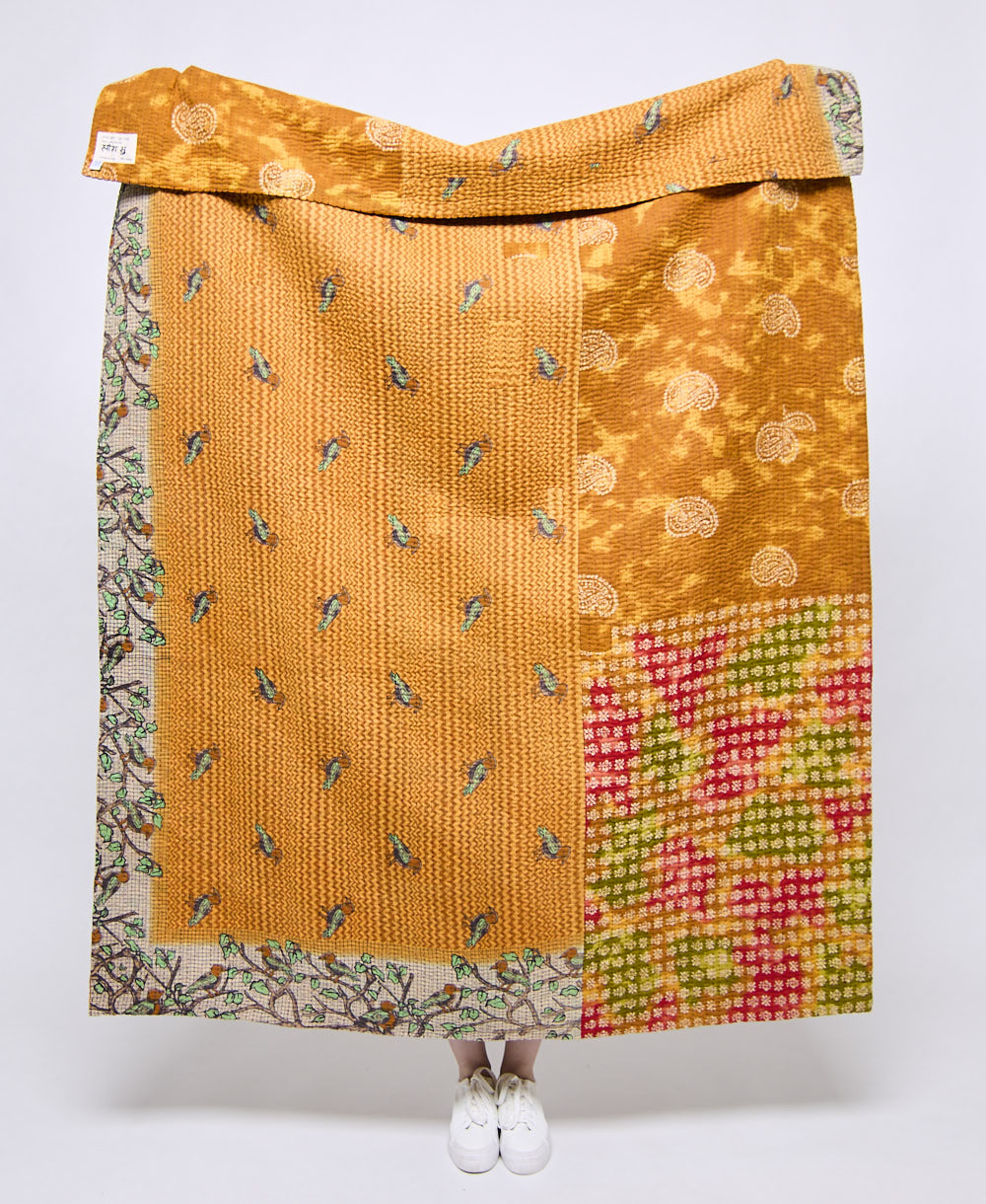 Artisan made kantha quilt throw