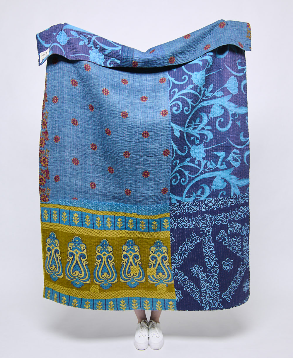 Artisan made kantha quilt throw