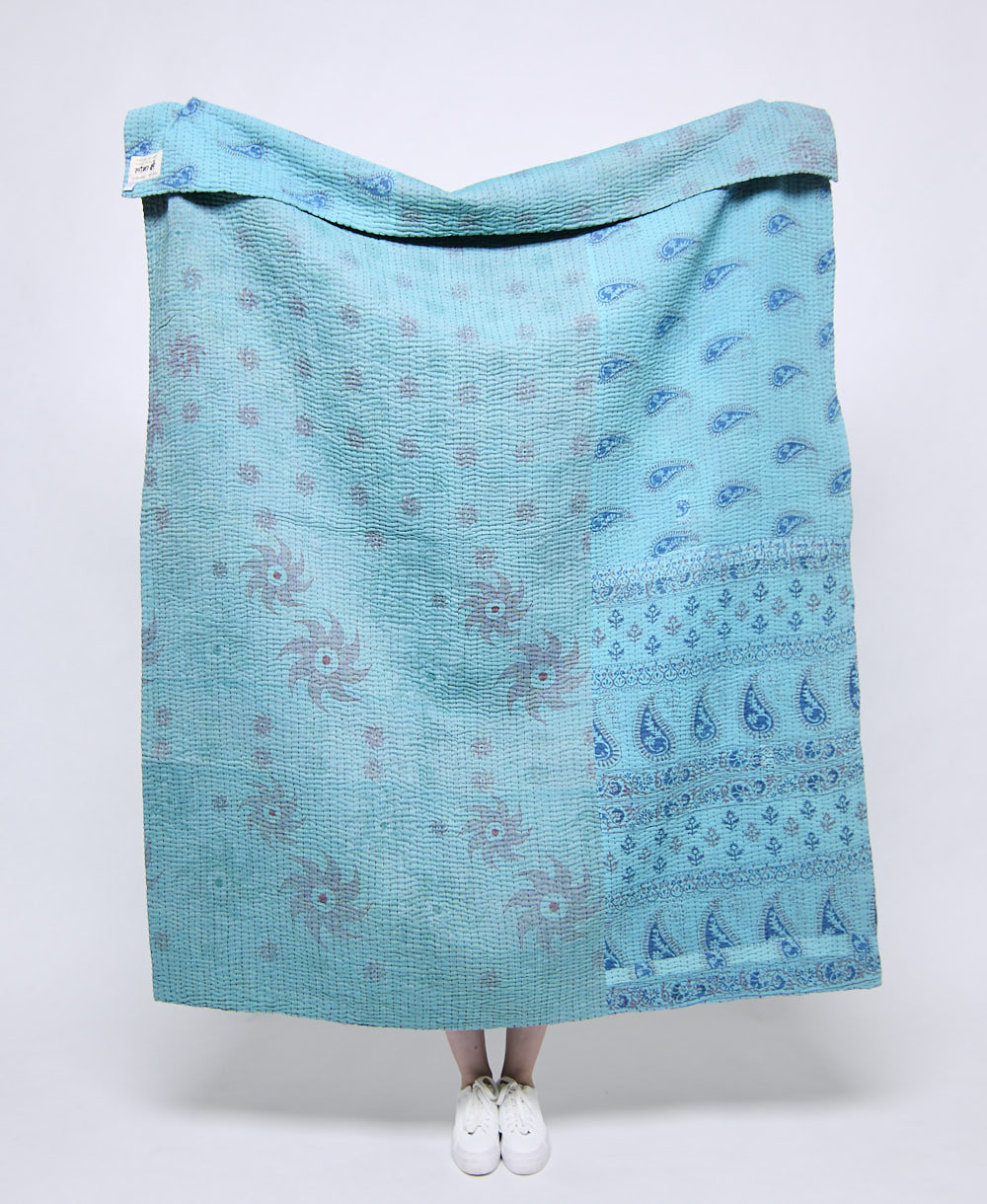 Artisan made kantha quilt throw