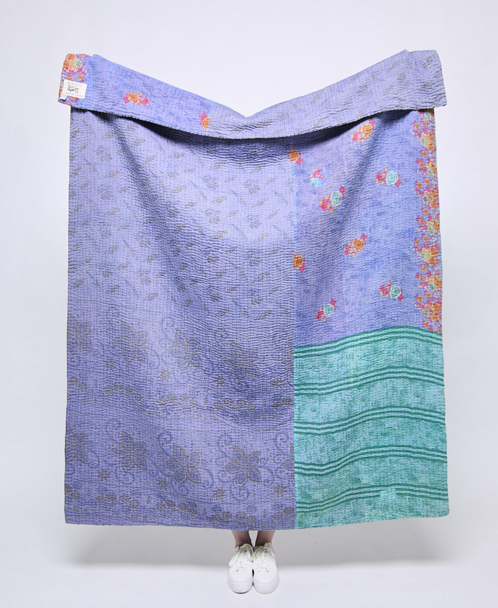 Artisan made kantha quilt throw
