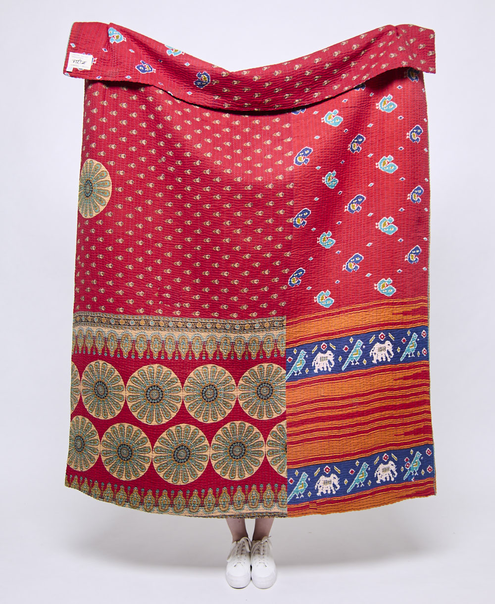 Artisan made kantha quilt throw