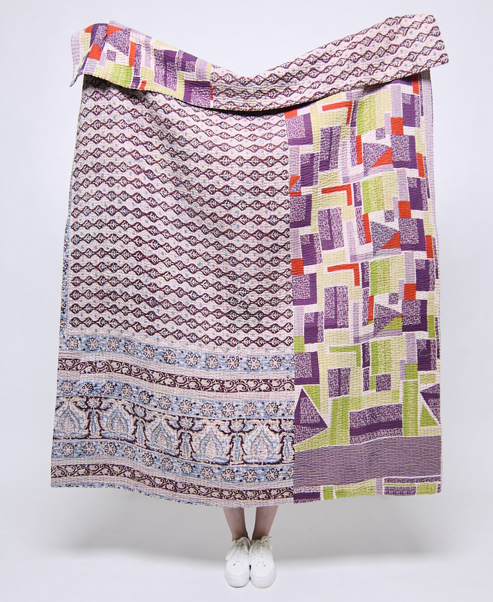 Artisan made kantha quilt throw