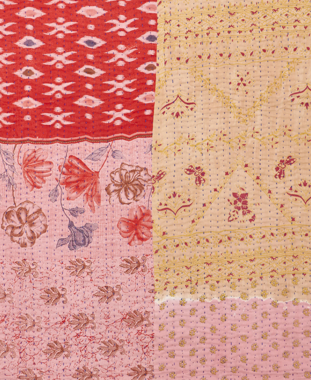 Kantha quilt throw made of recycled vintage saris