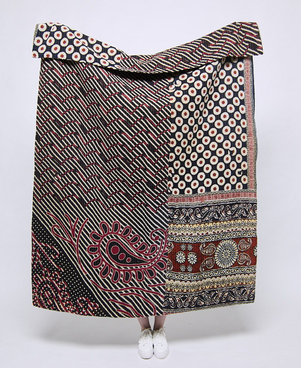 Artisan made kantha quilt throw
