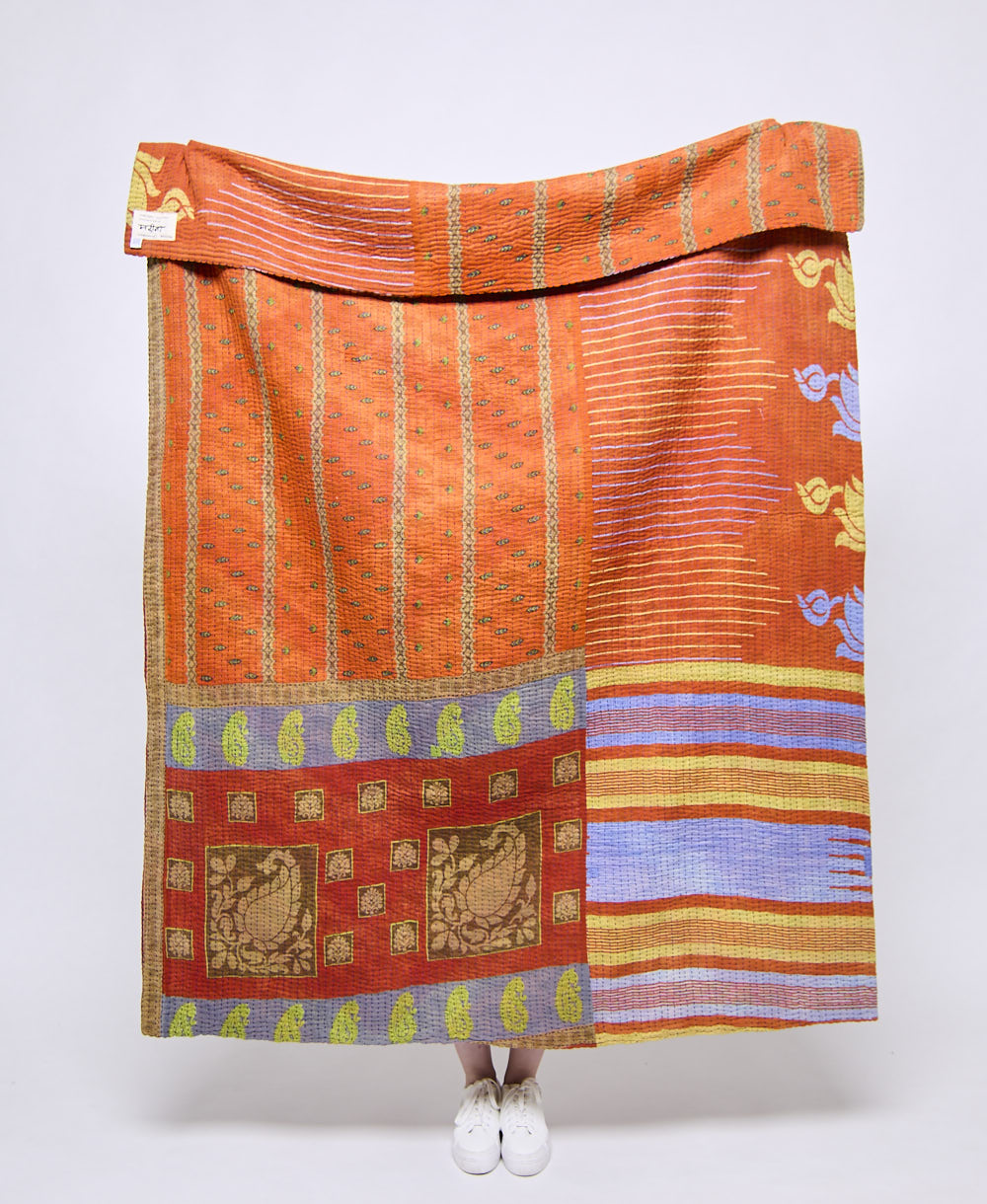 Artisan made kantha quilt throw