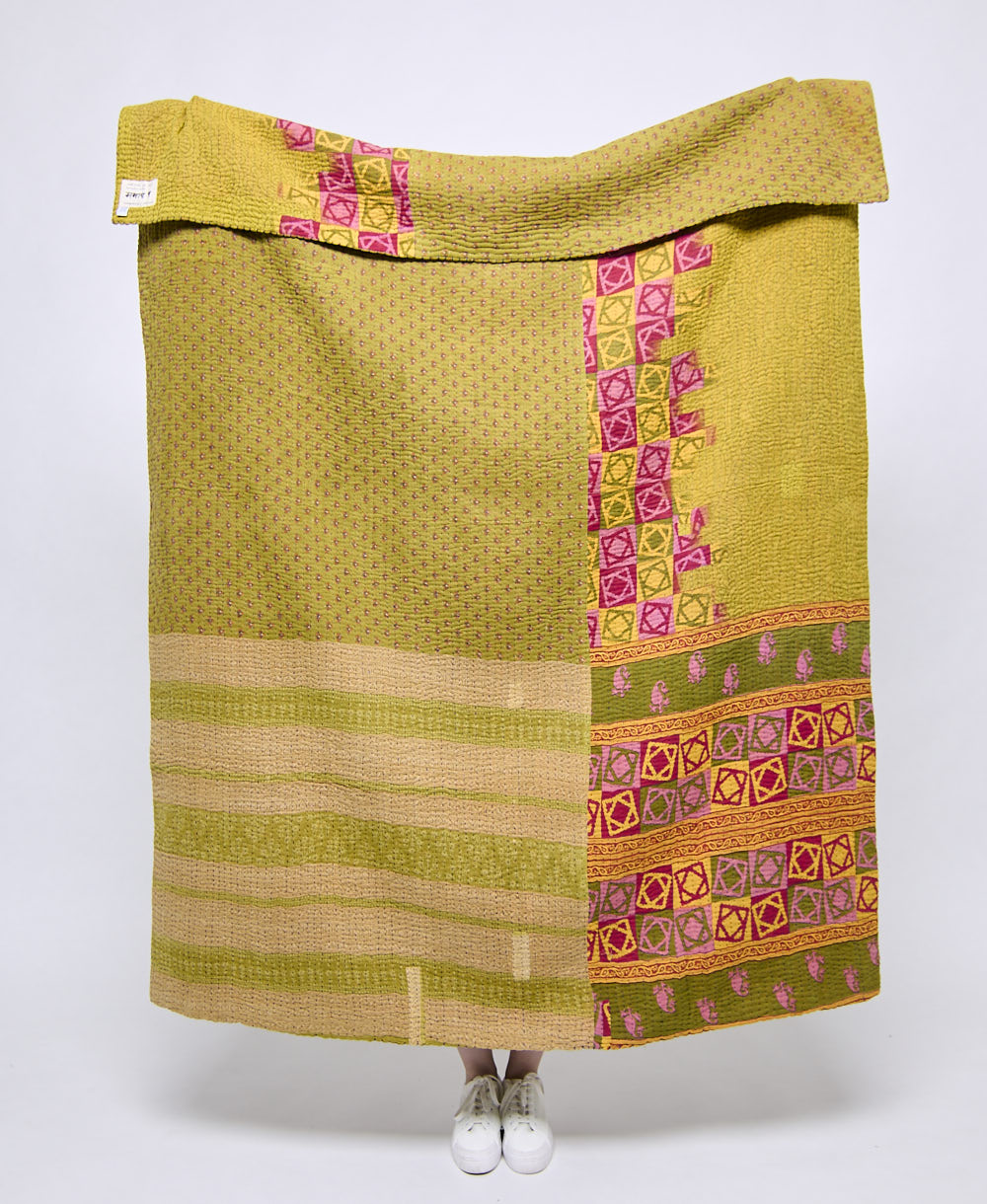 Artisan made kantha quilt throw