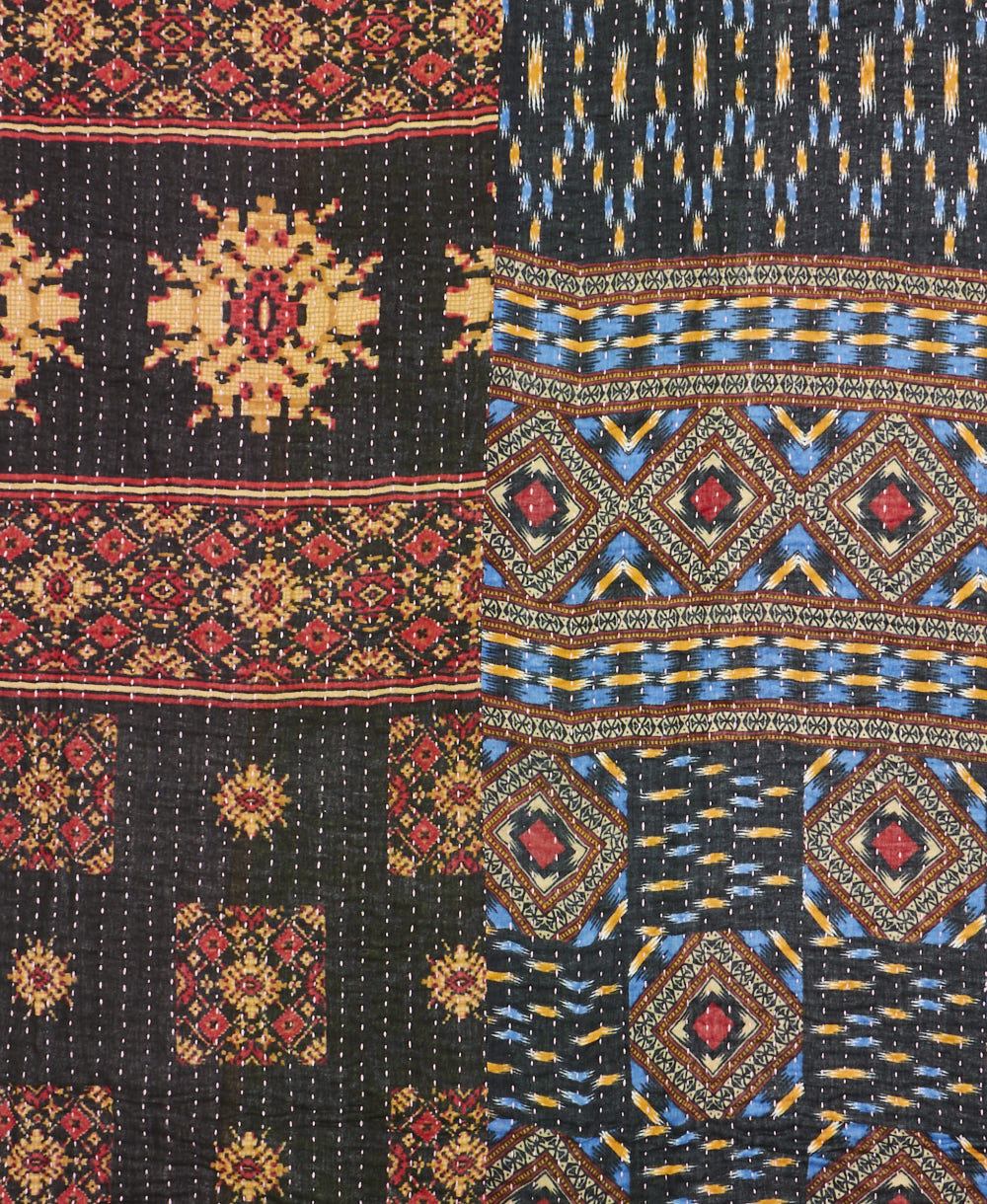 Kantha quilt throw made of recycled vintage saris