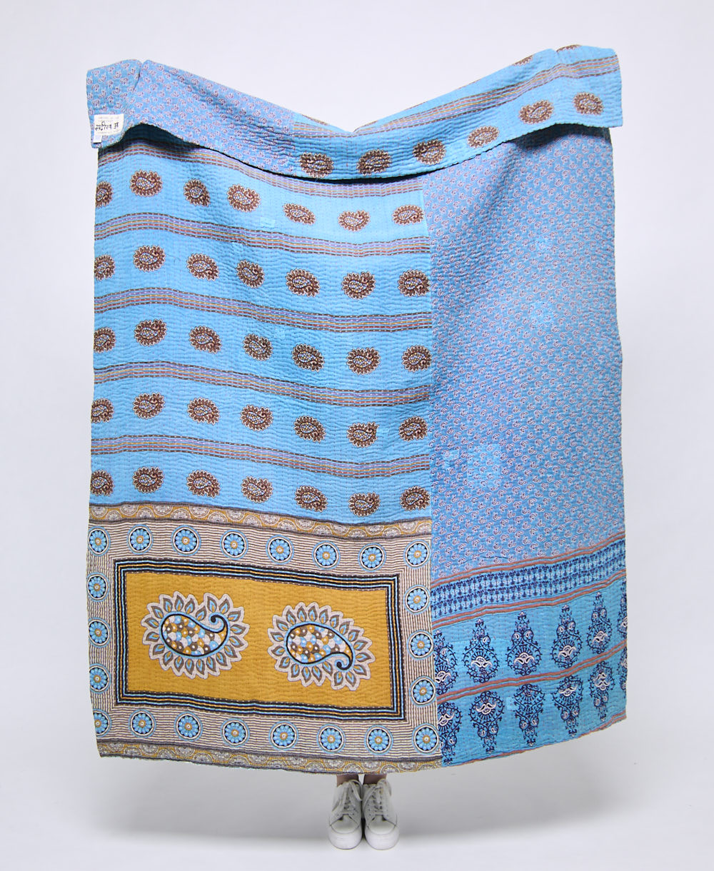Artisan made kantha quilt throw