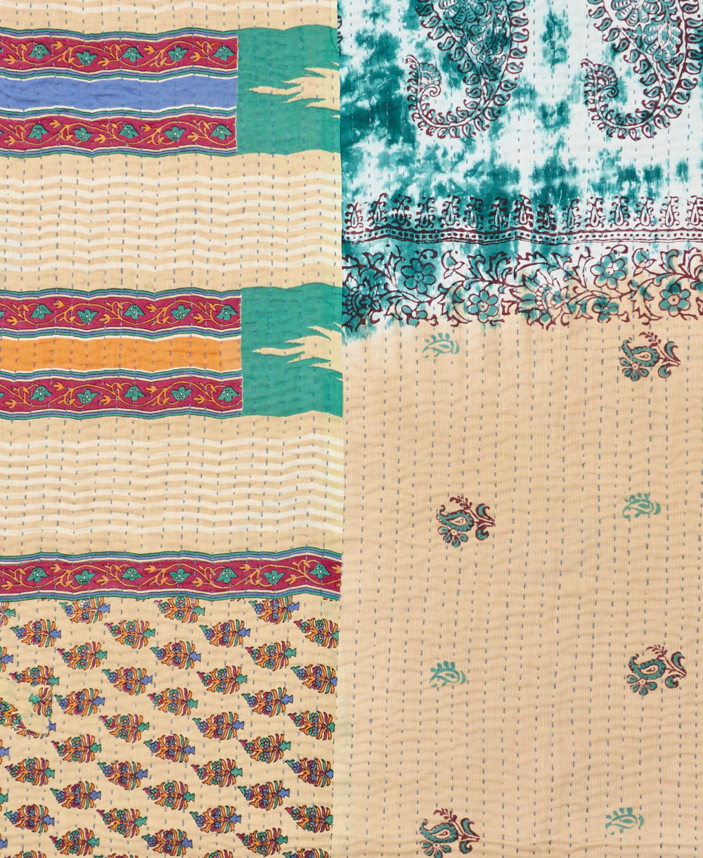 Kantha quilt throw made of recycled vintage saris