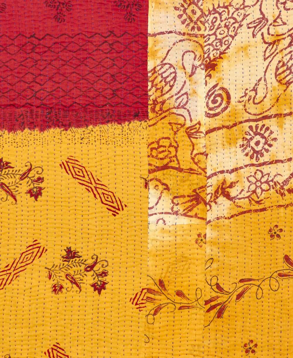 Kantha quilt throw made of recycled vintage saris