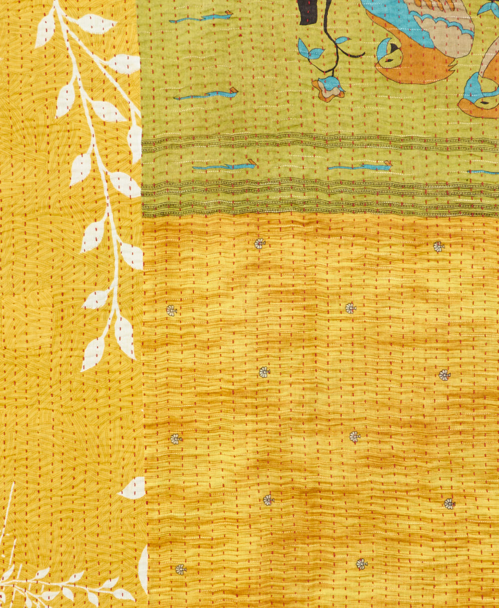 Kantha quilt throw made of recycled vintage saris