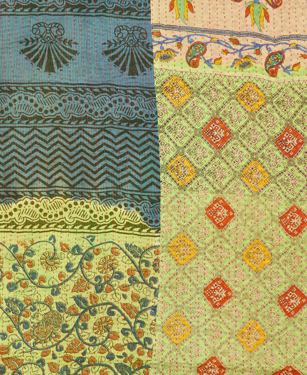 Kantha quilt throw made of recycled vintage saris