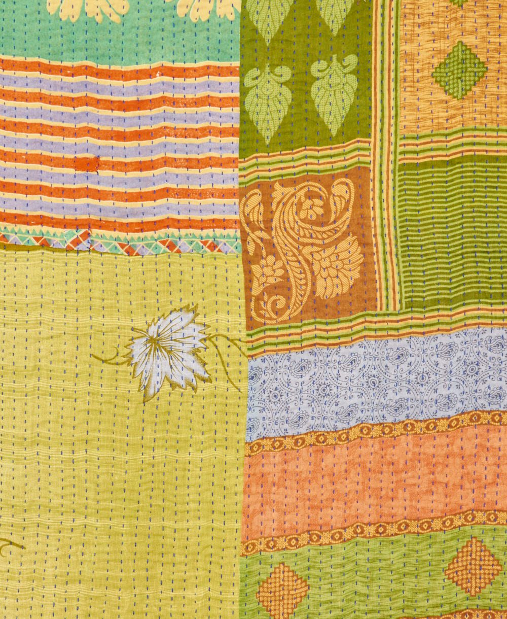 Kantha quilt throw made of recycled vintage saris