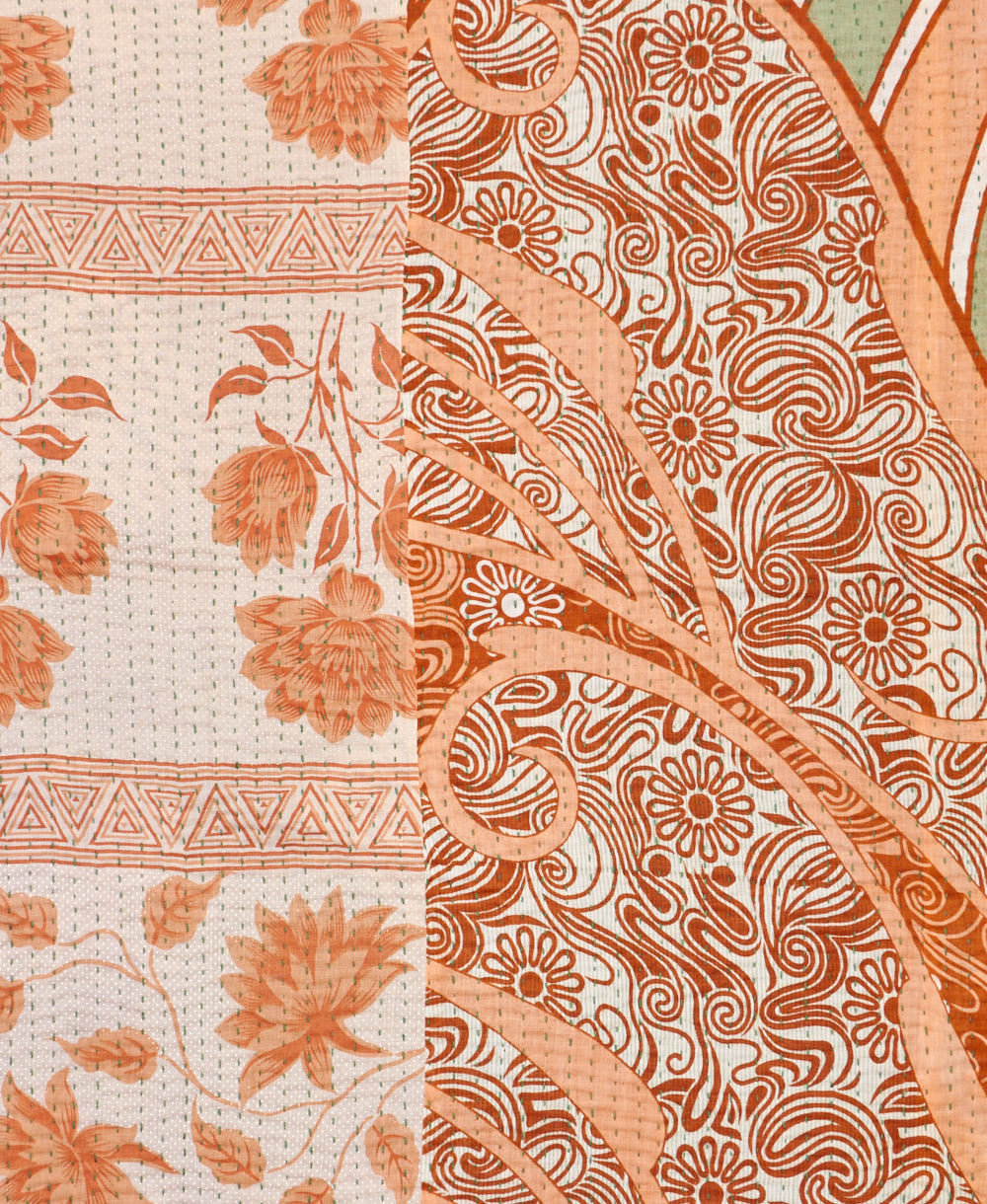 Kantha quilt throw made of recycled vintage saris