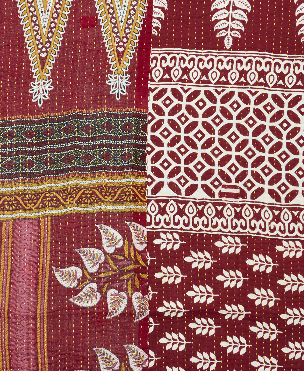 Kantha quilt throw made of recycled vintage saris