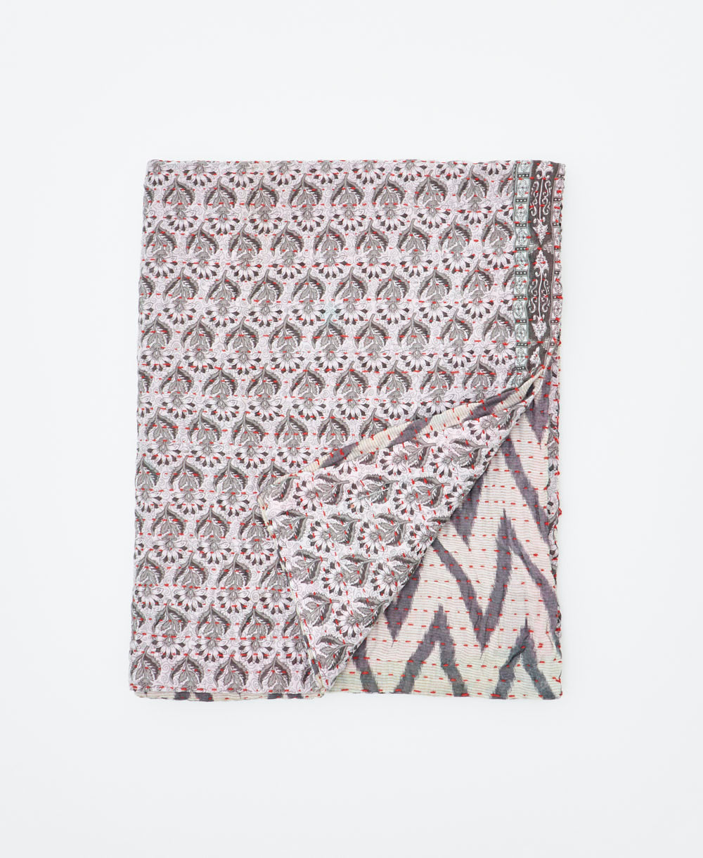 small kantha quilt handmade in India by women artisans from vintage cotton saris