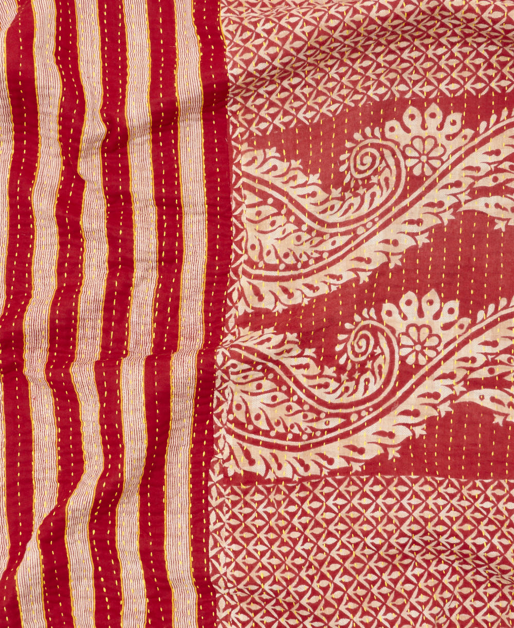 kantha blanket with kantha stitching