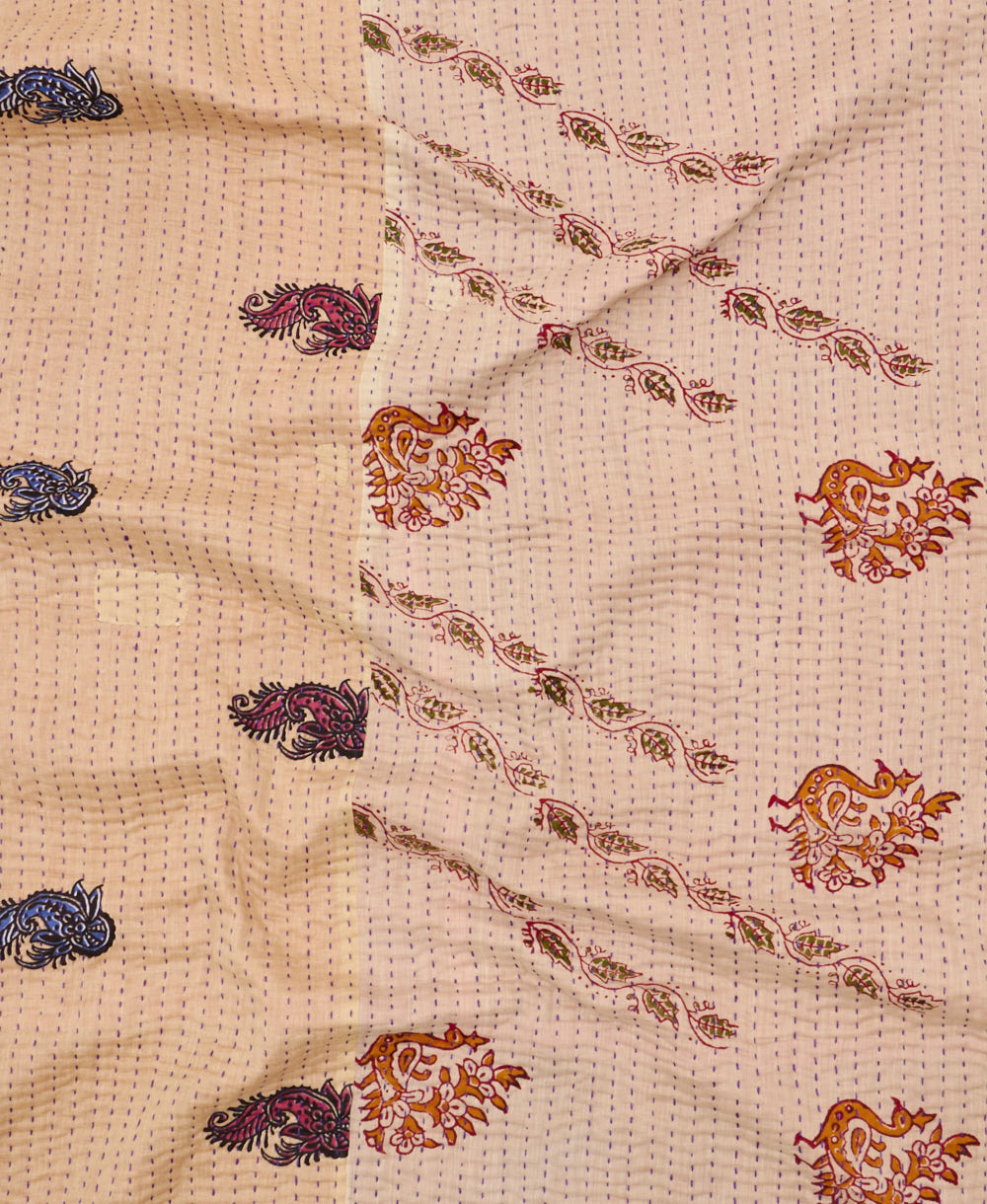 kantha blanket with kantha stitching