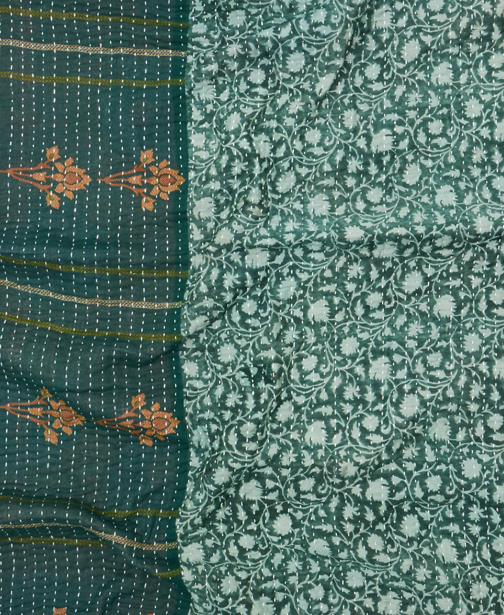 kantha blanket with kantha stitching