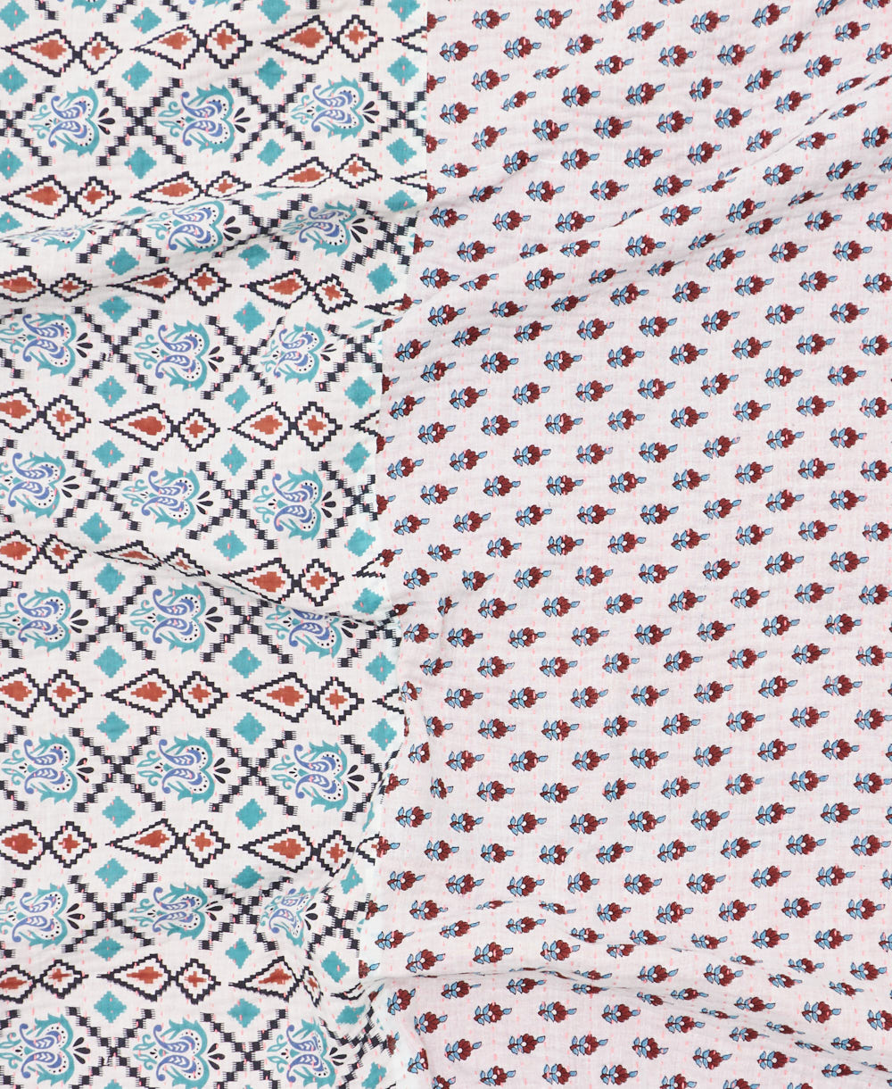 kantha blanket with kantha stitching
