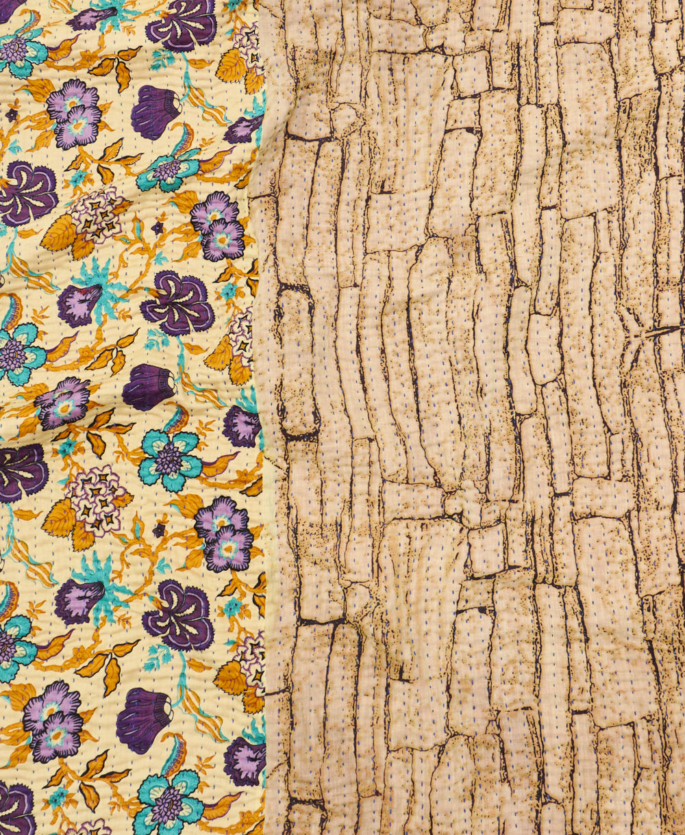 kantha blanket with kantha stitching