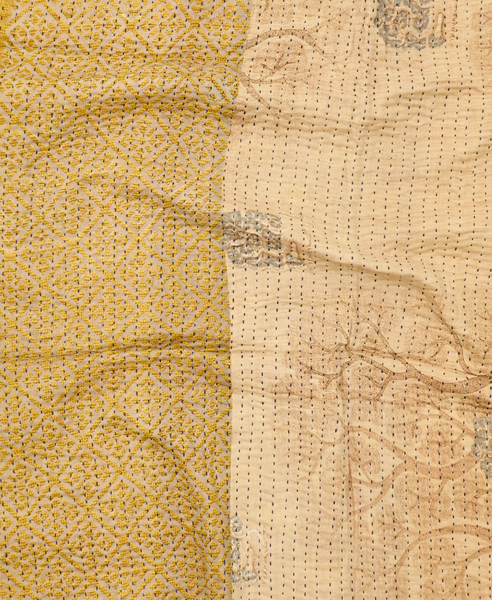 kantha blanket with kantha stitching