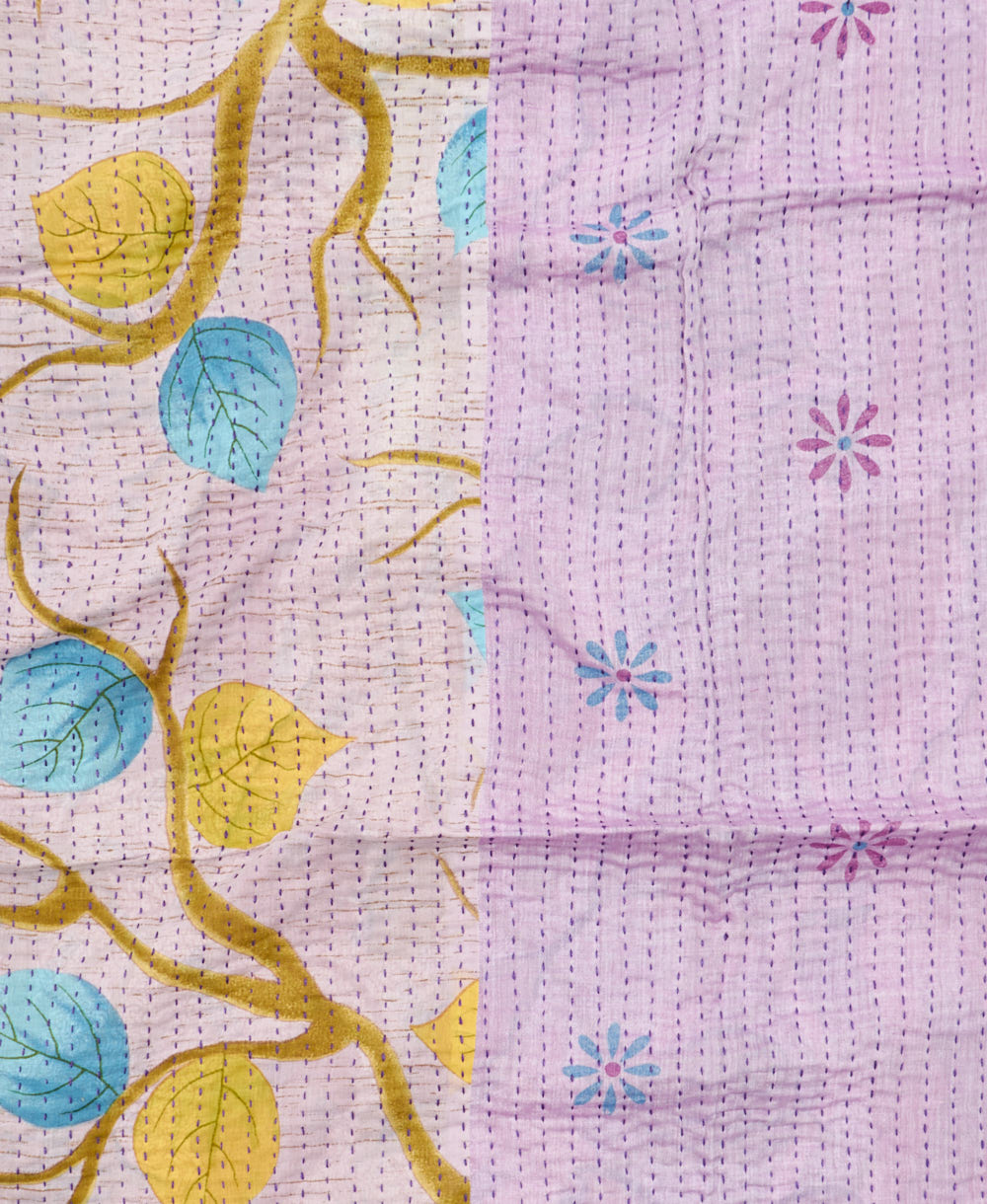 kantha blanket with kantha stitching