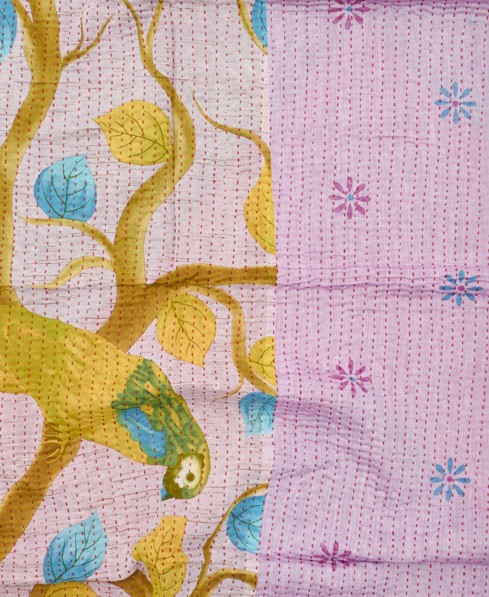 kantha blanket with kantha stitching